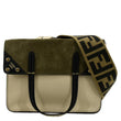 FENDI Flip Mini FF Motif Calf Leather Crossbody Bag Green