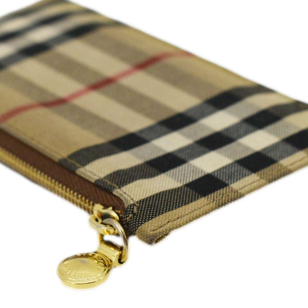 BURBERRY Vintage Check Canvas Coin Case Card Holder Beige