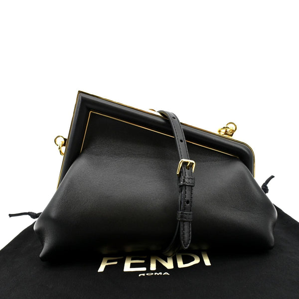 FENDI First Leather Shoulder Bag Black