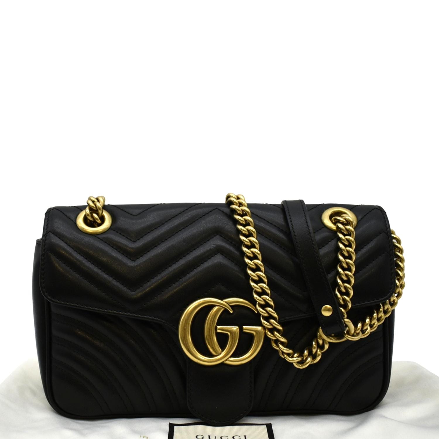 Gucci GG Marmont Small Shoulder Bag Black Matelasse Leather Crossbody