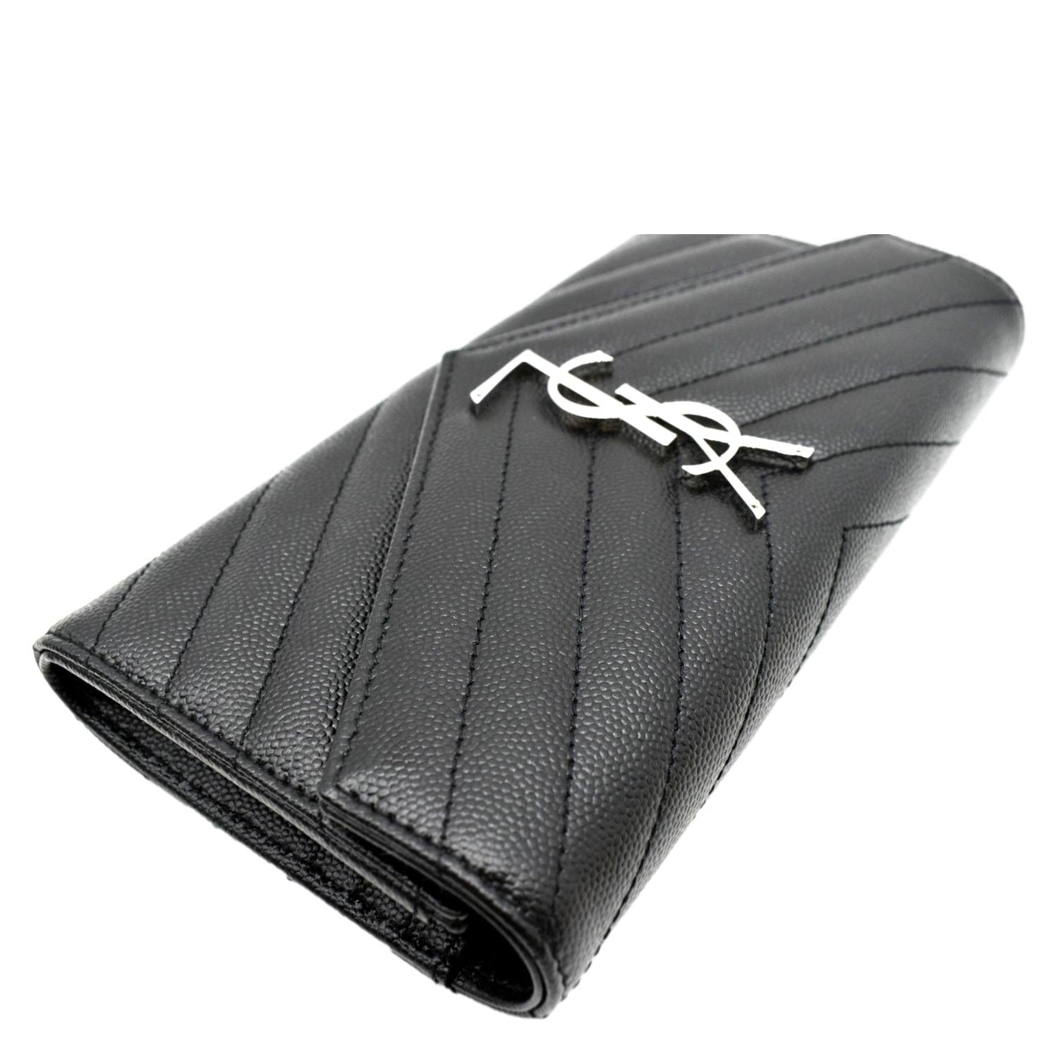 YVES SAINT LAURENT Monogram Grain De Poudre Leather Wallet Black