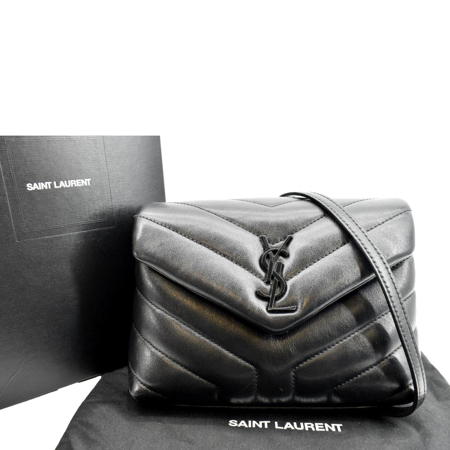 YSL SAINT LAURENT Toy Loulou Matelassé Leather Crossbody Bag Black