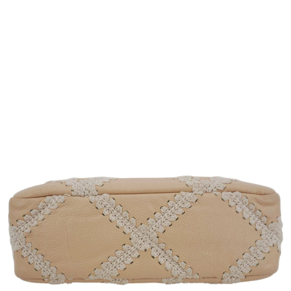 CHANEL 19 Flap Medium Calfskin Crochet Shoulder Bag Beige