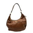 PRADA Logo Leather Hobo Bag Tan