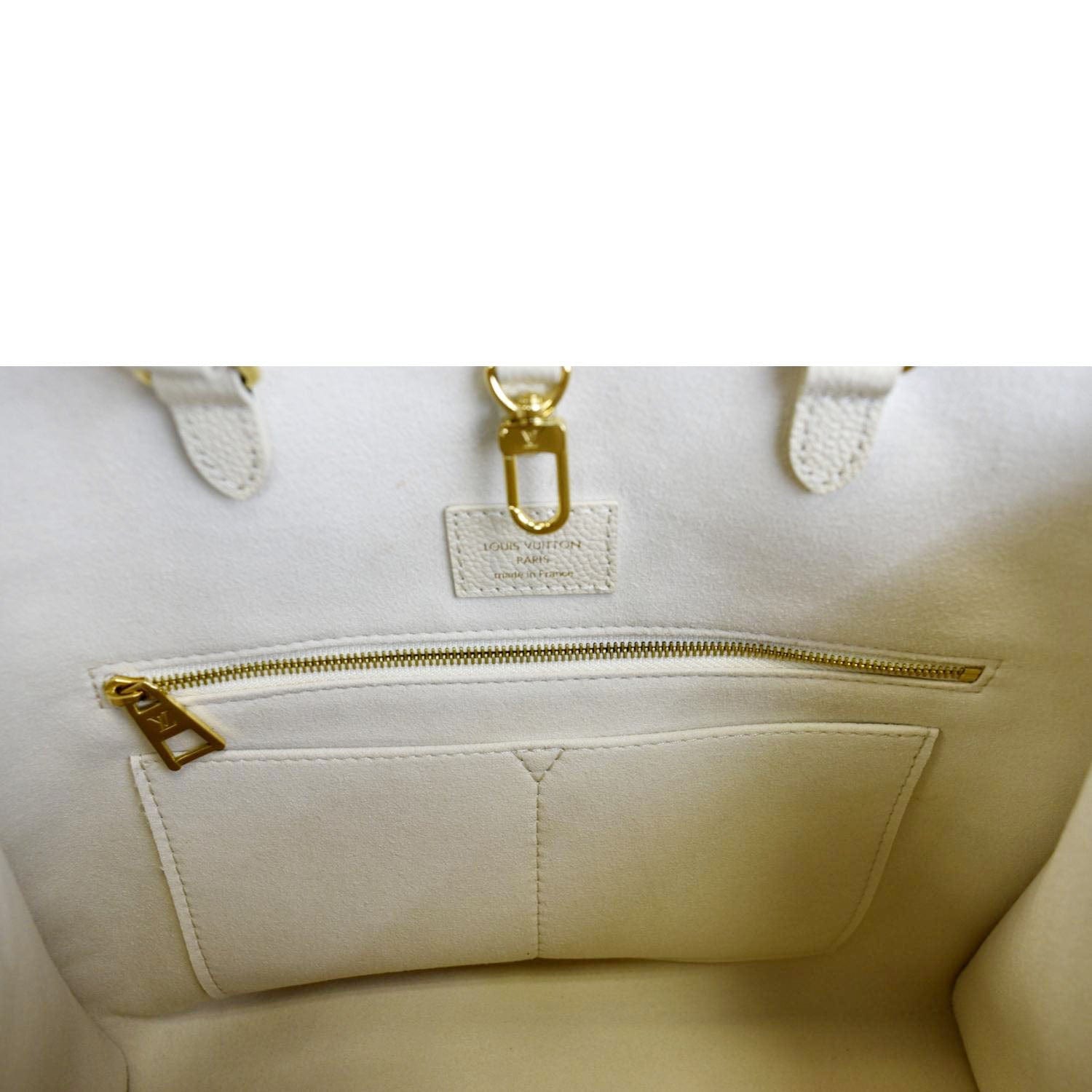 Cream Monogram Empreinte Leather OnTheGo MM - Leather Tote Bag for Women
