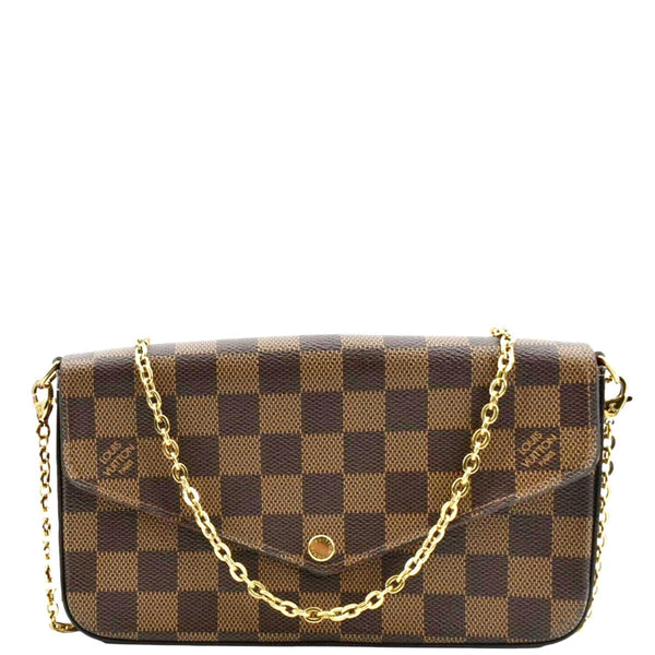 LOUIS VUITTON Felicie Damier Ebene Pochette Crossbody Bag Brown