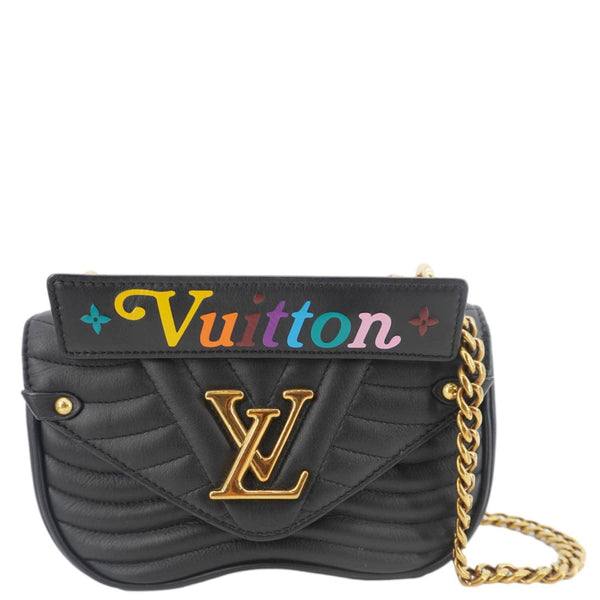 LOUIS VUITTON New Wave Chain PM Calfskin Leather Shoulder Bag Black