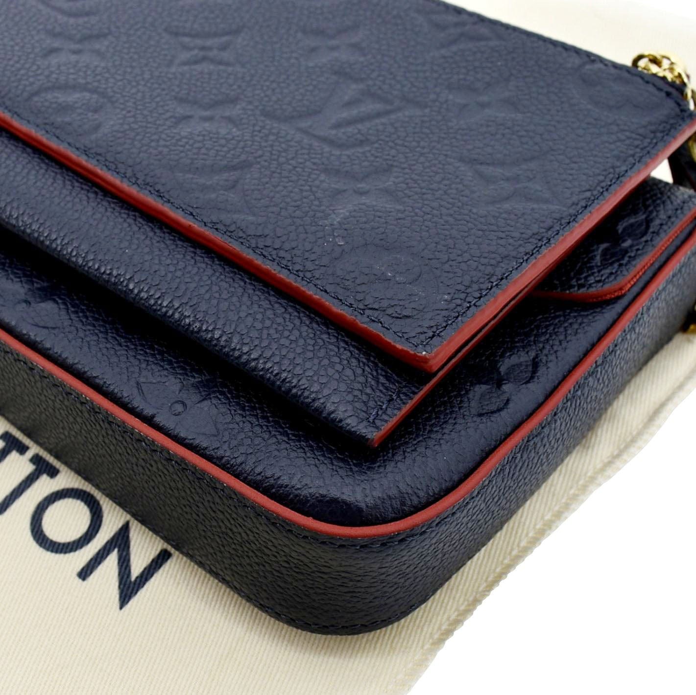 Louis Vuitton Felicie Monogram Empreinte Pochette Crossbody Bag Blue