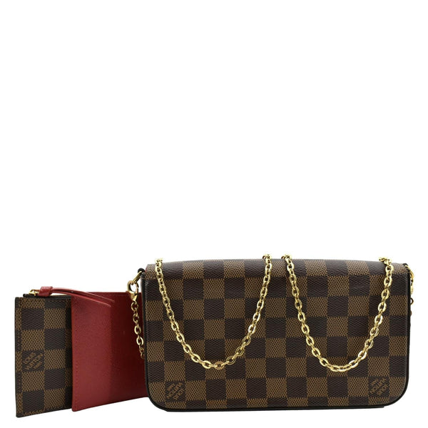 LOUIS VUITTON Felicie Damier Ebene Pochette Crossbody Bag Brown