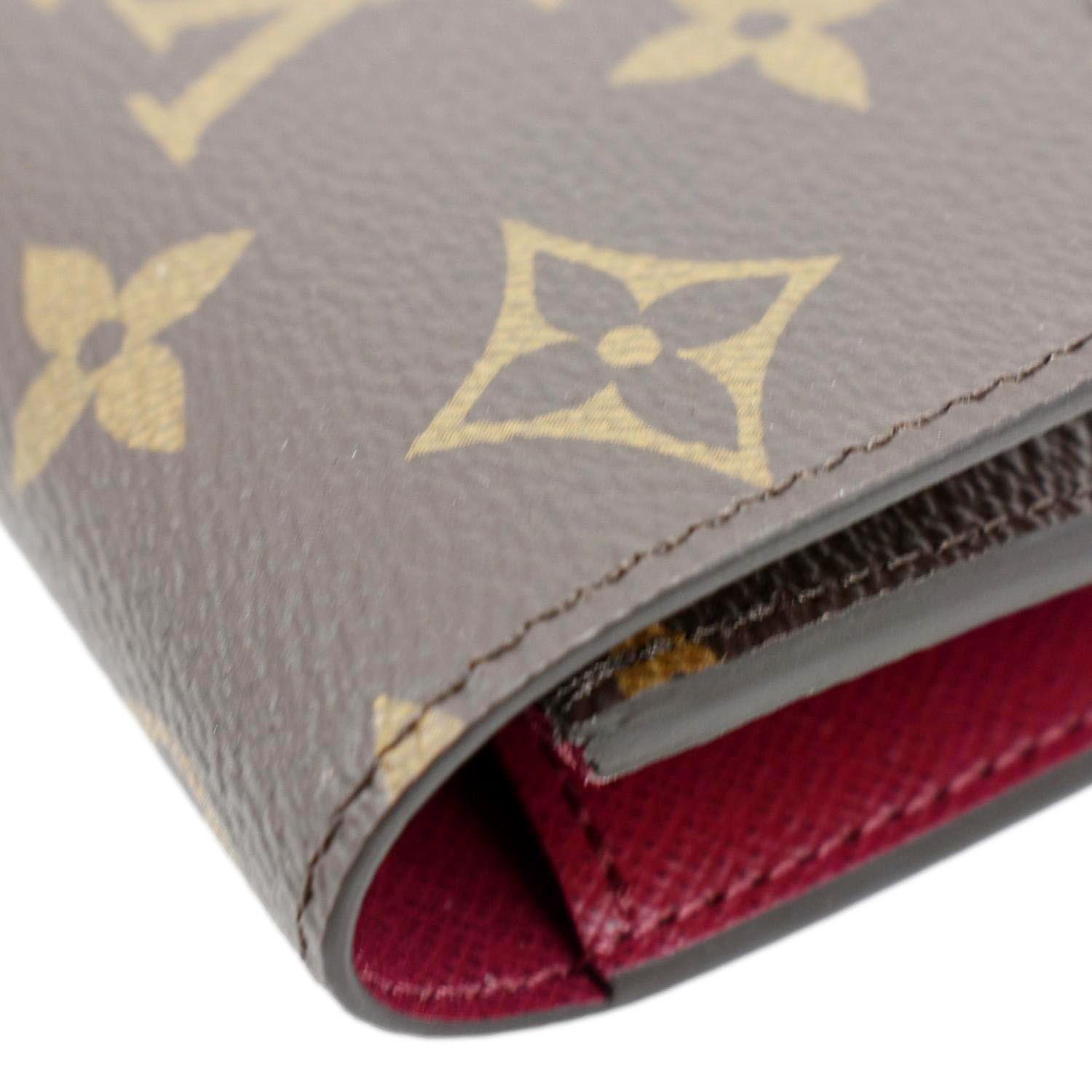 Authentic Louis Vuitton Wallet: Red; Emilie Monogram; Brown Canvas
