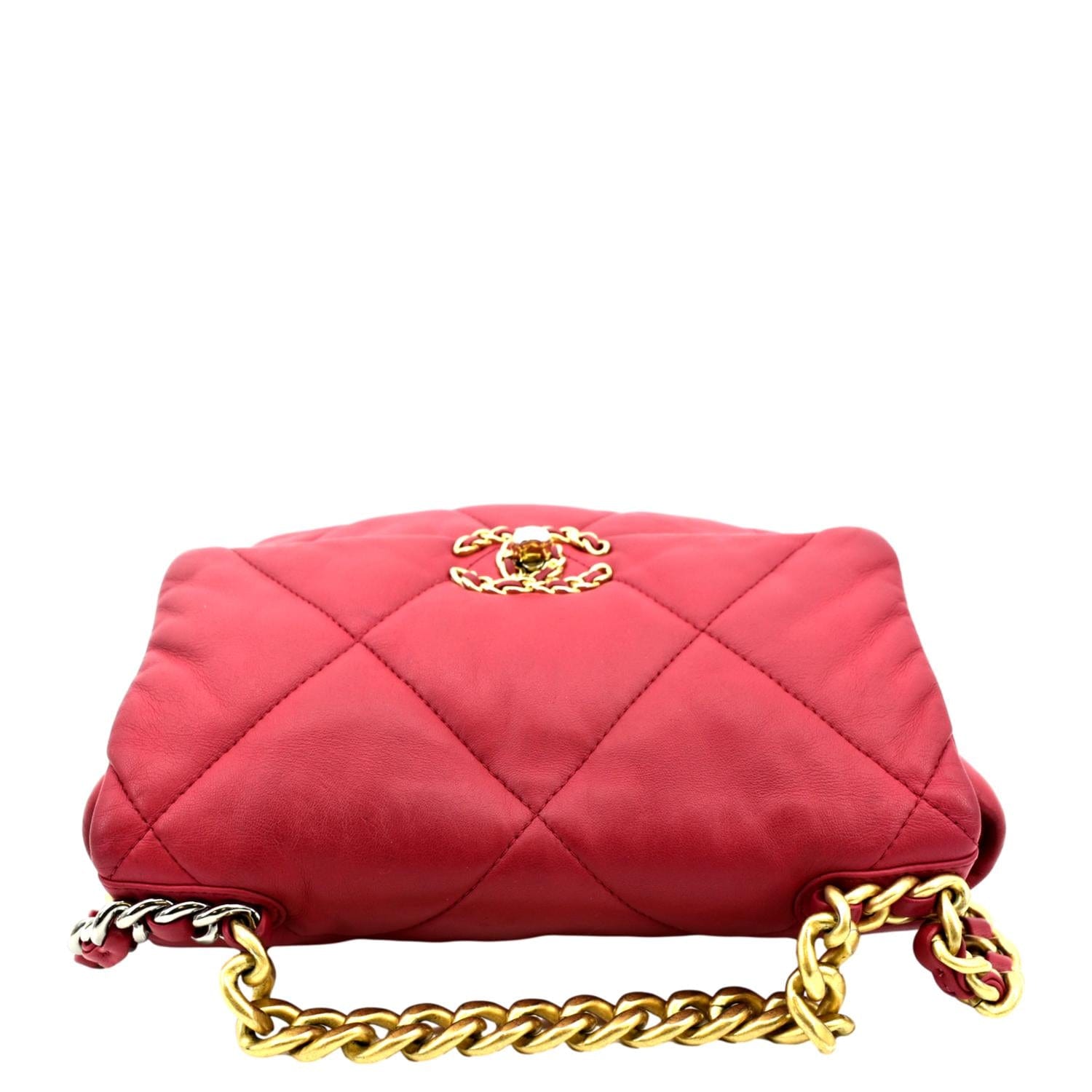 CHANEL Lambskin Quilted Medium Chanel 19 Flap Red 1215534