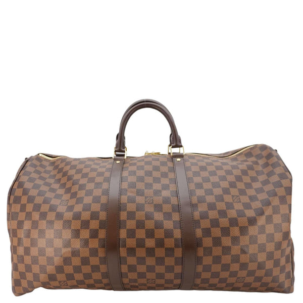 LOUIS VUITTON Keepall Bandouliere 55 Damier Ebene Travel Bag Brown