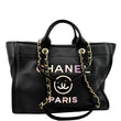 CHANEL Deauville Medium Calfskin Leather Tote Bag Black