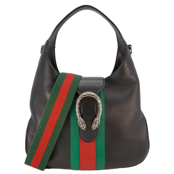 GUCCI Dionysus Medium Web Leather Hobo Shoulder Bag Black 444072