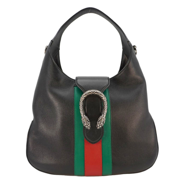 GUCCI Dionysus Medium Web Leather Hobo Shoulder Bag Black 444072