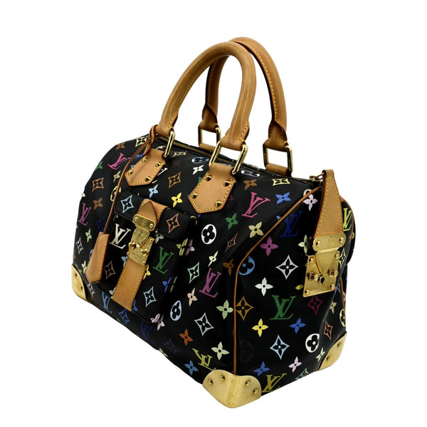 LOUIS VUITTON Speedy 30 Multicolor Monogram Canvas Satchel Bag Black