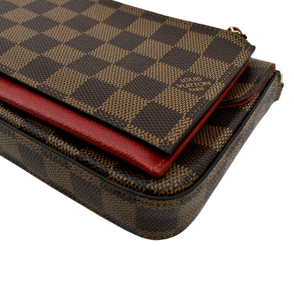 LOUIS VUITTON Felicie Damier Ebene Pochette Crossbody Bag Brown