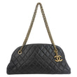 CHANEL Just Mademoiselle Bowling Small Quilted Leather Shoulder Bag Black