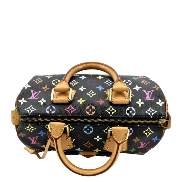 LOUIS VUITTON Speedy 30 Multicolor Monogram Canvas Satchel Bag Black