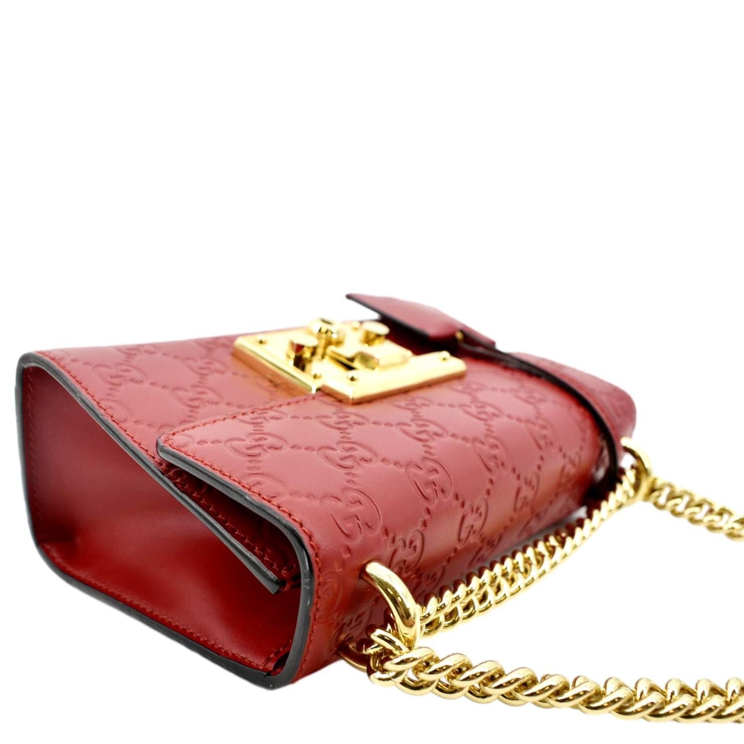 Gucci Signature Padlock Leather Top Handle Shoulder Bag