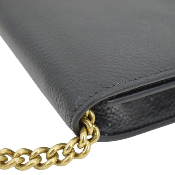 BALENCIAGA Wallet on Chain Leather Shoulder Bag Black