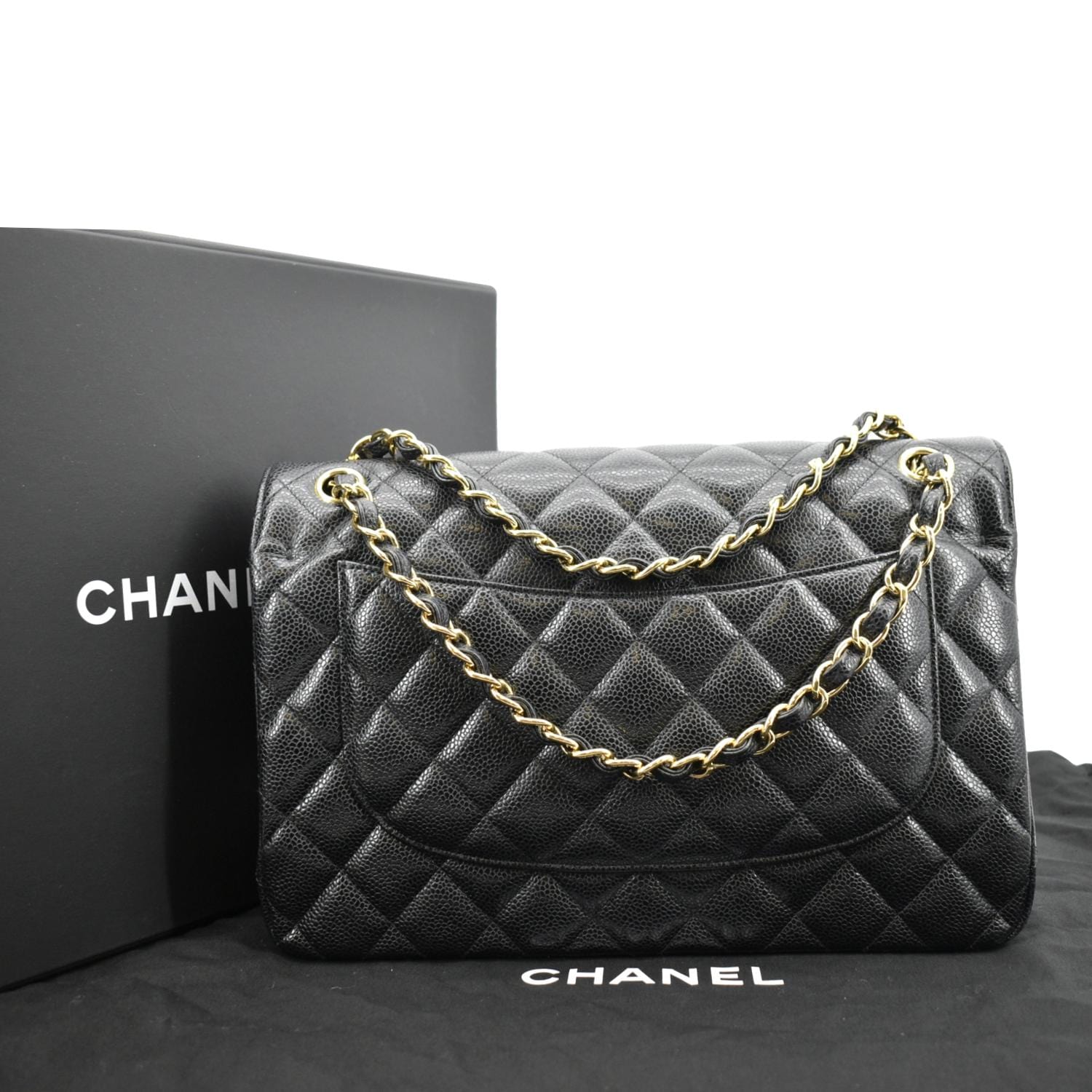 Chanel Black Quilted Lambskin Leather Jumbo Classic Double Flap Shoulder Bag  Chanel