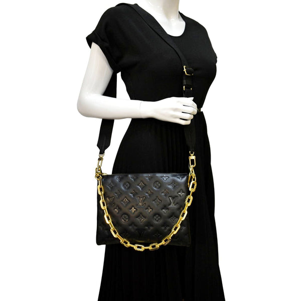 LOUIS VUITTON Coussin PM Monogram Embossed Shoulder Bag Black