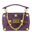 VALENTINO Atelier Stud Medium Crystal Embellished Suede Crossbody Bag Purple