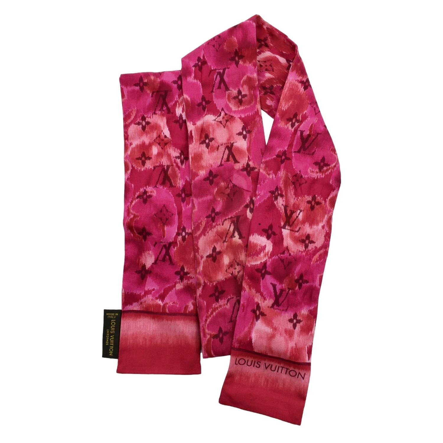 PRELOVED Louis Vuitton Pink, Beige and Purple Twilly Silk Scarf
