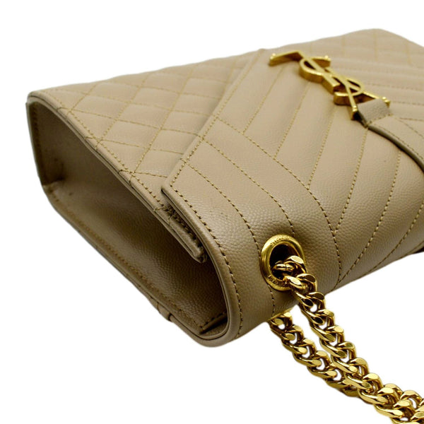 YVES SAINT LAURENT Envelope Flap Matelasse Leather Shoulder Bag Beige