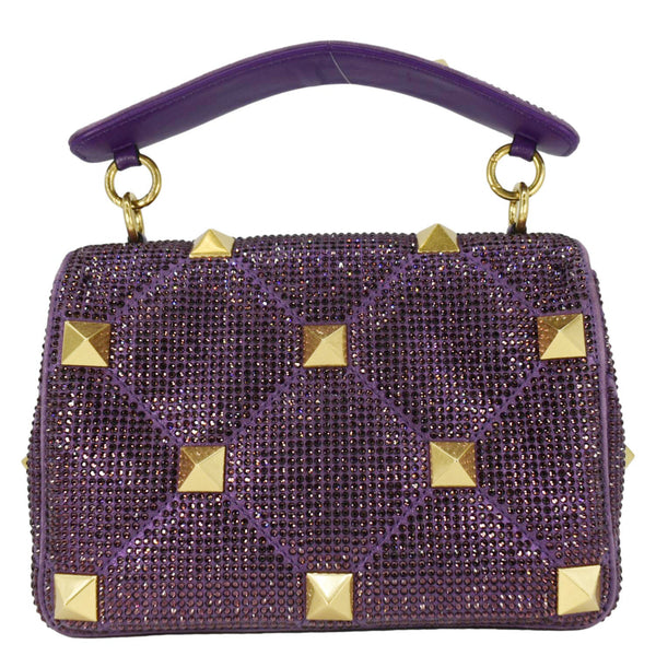 VALENTINO Atelier Stud Medium Crystal Embellished Suede Crossbody Bag Purple