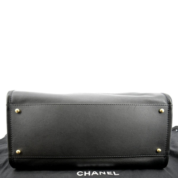 CHANEL Deauville Medium Calfskin Leather Tote Bag Black