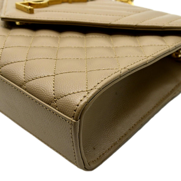 YVES SAINT LAURENT Envelope Flap Matelasse Leather Shoulder Bag Beige