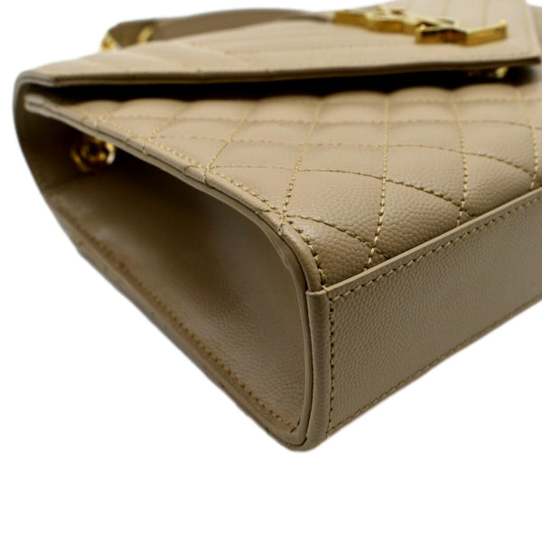 YVES SAINT LAURENT Envelope Flap Matelasse Leather Shoulder Bag Beige