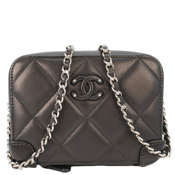 CHANEL CC Quilted Leather Camera Crossbody Bag Black