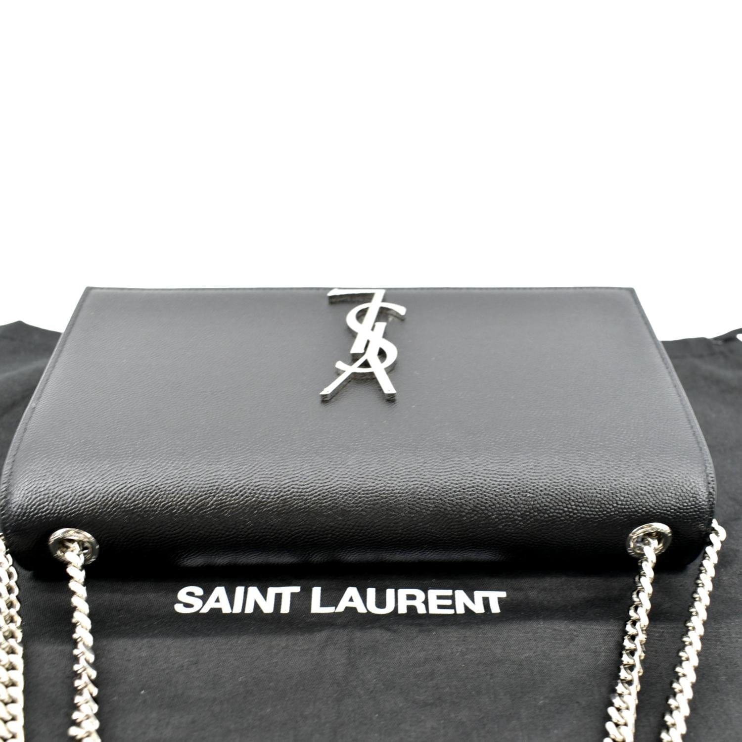 Saint Laurent Kate Pouch in Black Grained Leather