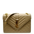 YVES SAINT LAURENT Envelope Flap Matelasse Leather Shoulder Bag Beige