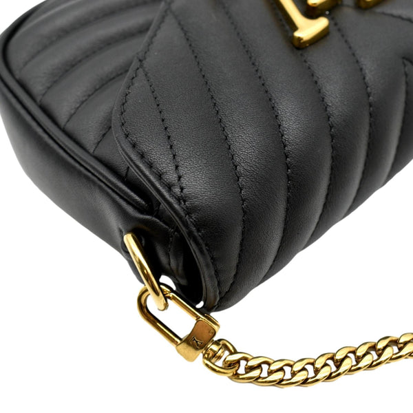 LOUIS VUITTON New Wave Multi Pochette Leather Chain Shoulder Bag Black