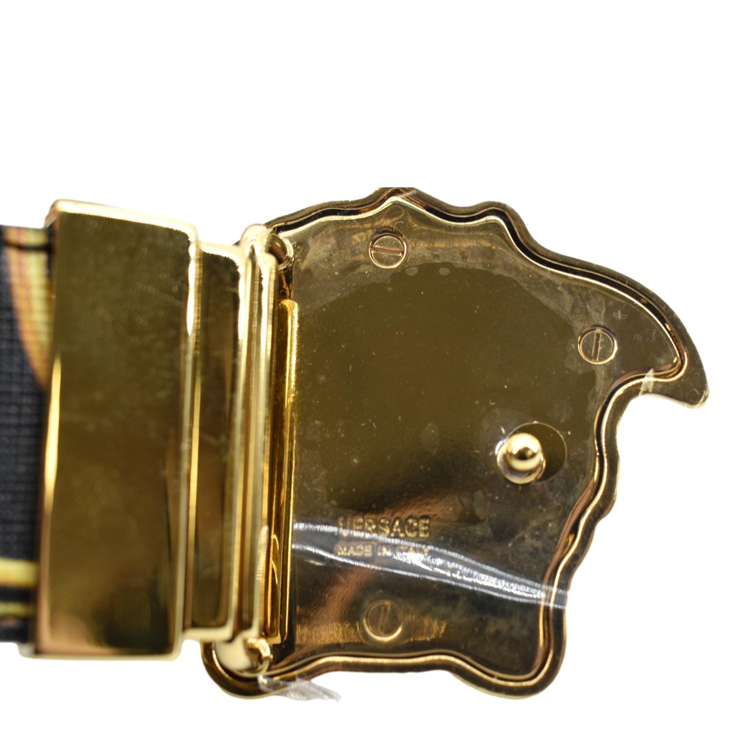 Versace Medusa Leather Belt in Metallic