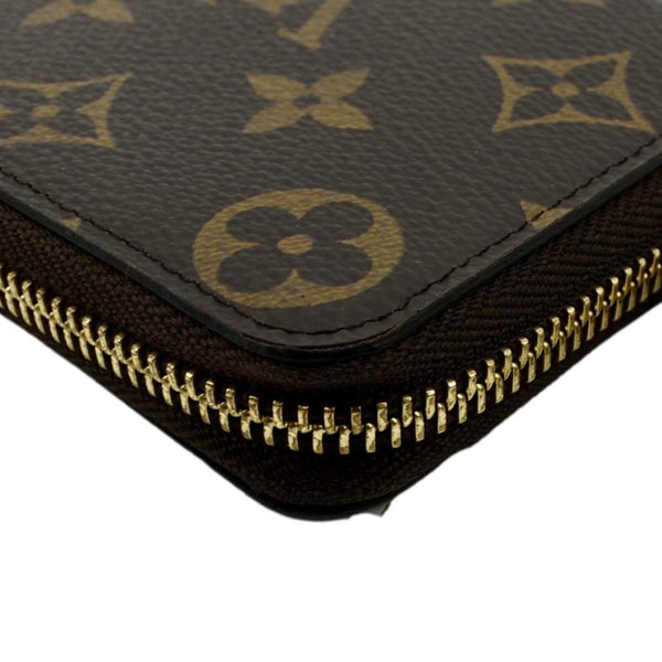 LOUIS VUITTON Clemence Monogram Canvas Zippy Wallet Brown