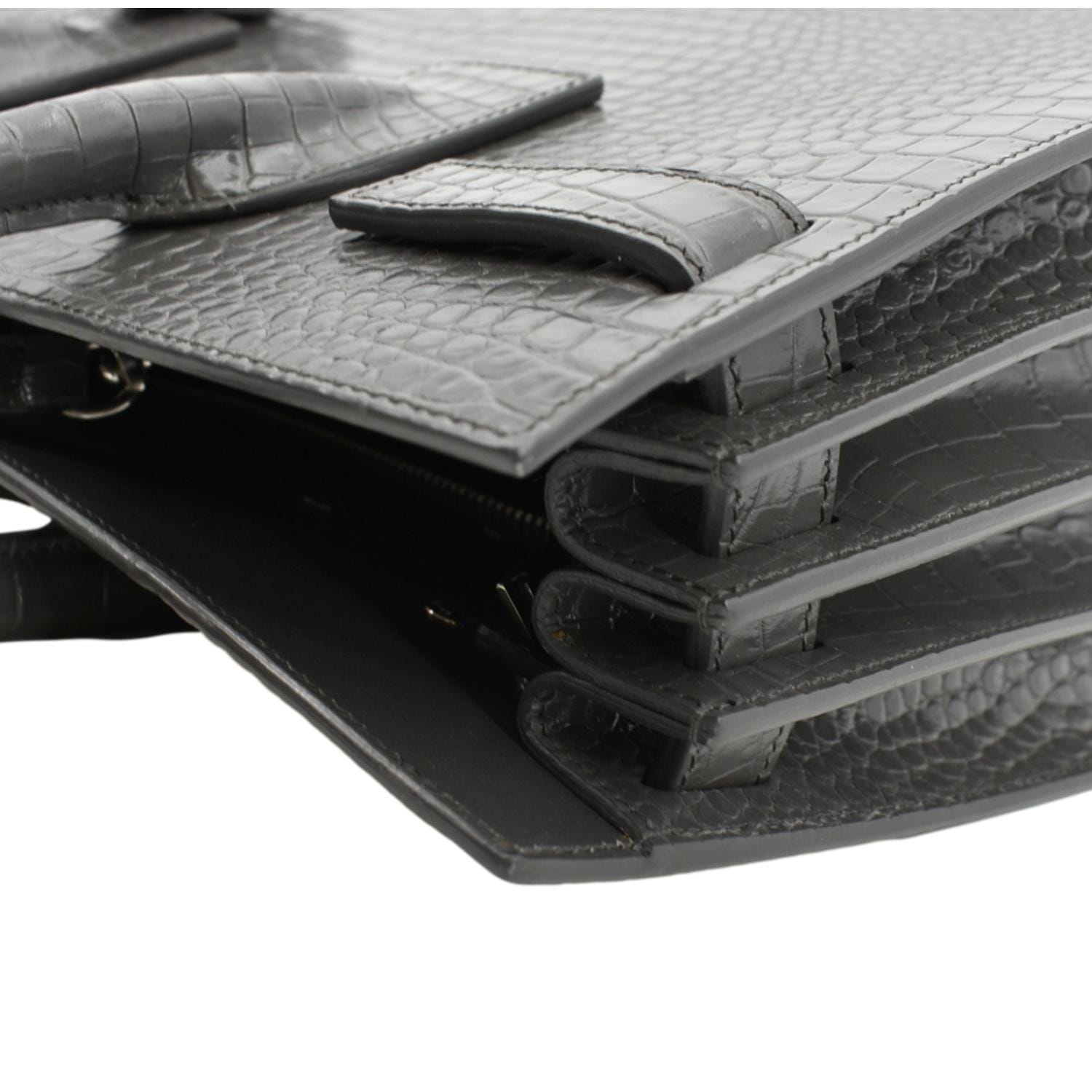 sac de jour large in crocodile-embossed leather