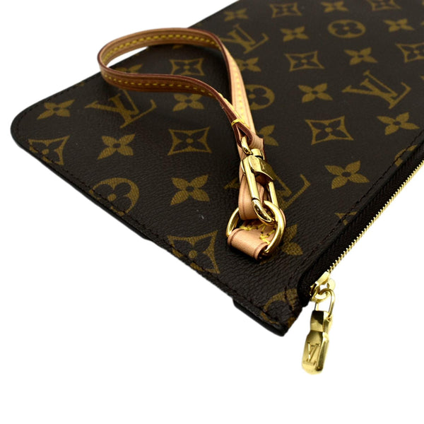 LOUIS VUITTON  Neverfull Monogram Canvas Pochette Wristlet Pouch Brown