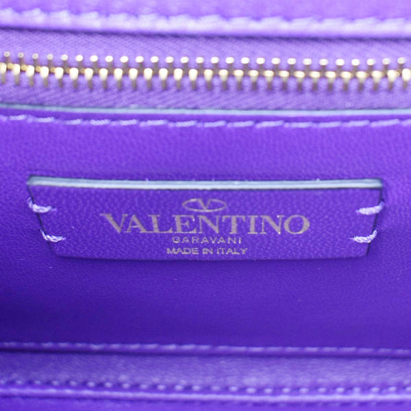 VALENTINO Atelier Stud Medium Crystal Embellished Suede Crossbody Bag Purple