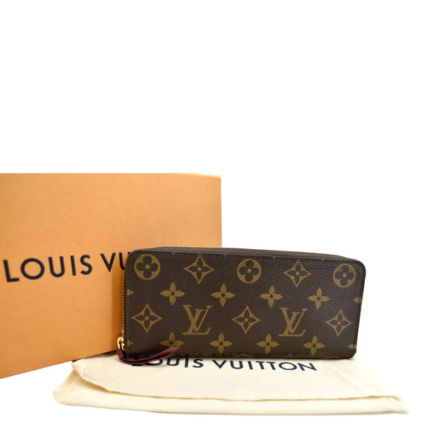 LOUIS VUITTON Clemence Monogram Canvas Zippy Wallet Brown