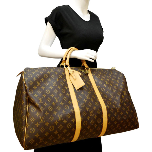 LOUIS VUITTON Keepall 60 Monogram Canvas Travel Bag Brown