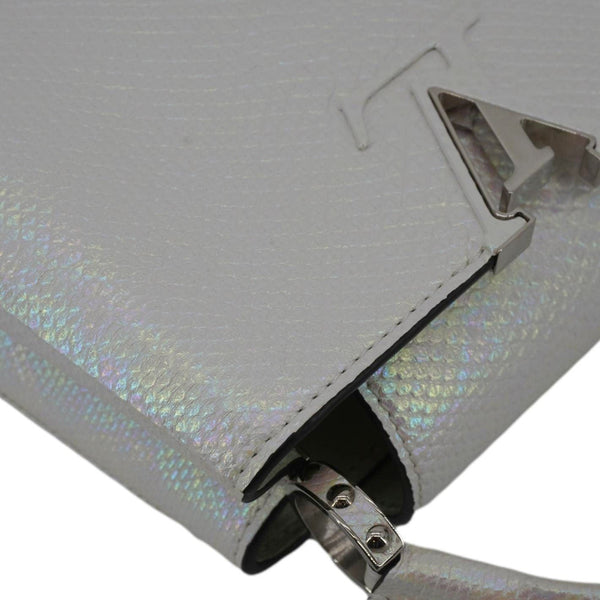 LOUIS VUITTON Capucines Mini Karung Leather Shoulder Bag White