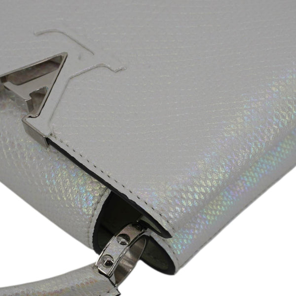 LOUIS VUITTON Capucines Mini Karung Leather Shoulder Bag White