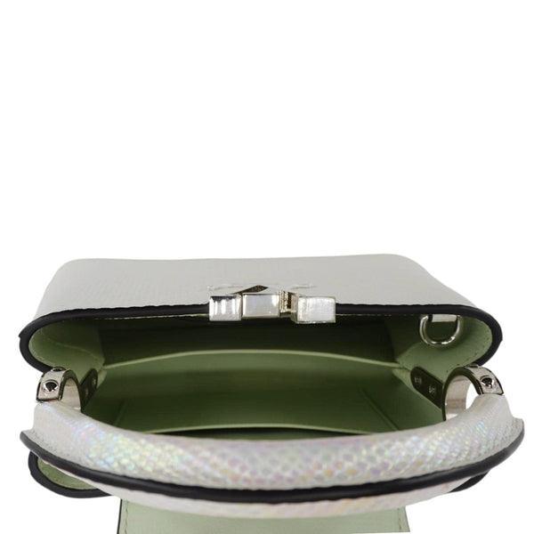 LOUIS VUITTON Capucines Mini Karung Leather Shoulder Bag White