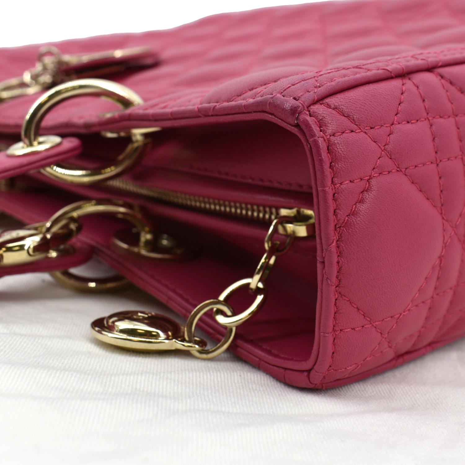 Cannage Lambskin Lady Dior Medium Bag in Violet