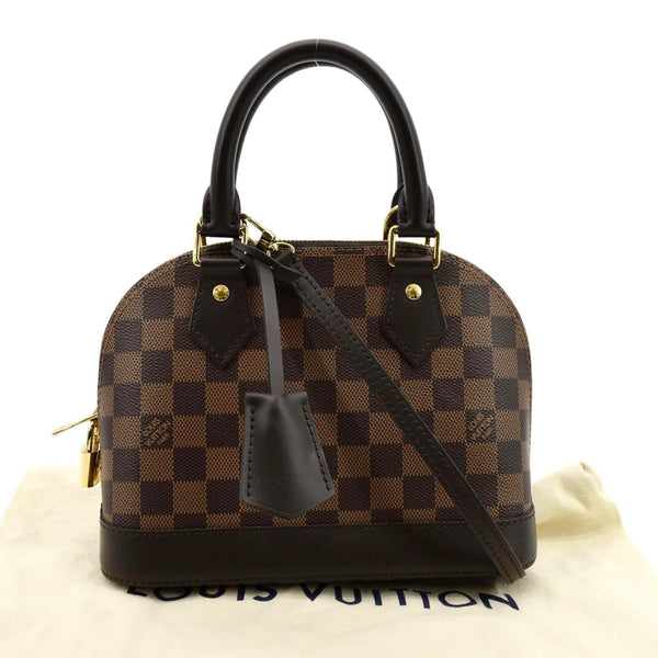 LOUIS VUITTON Alma BB Damier Ebene Satchel Crossbody Bag Brown